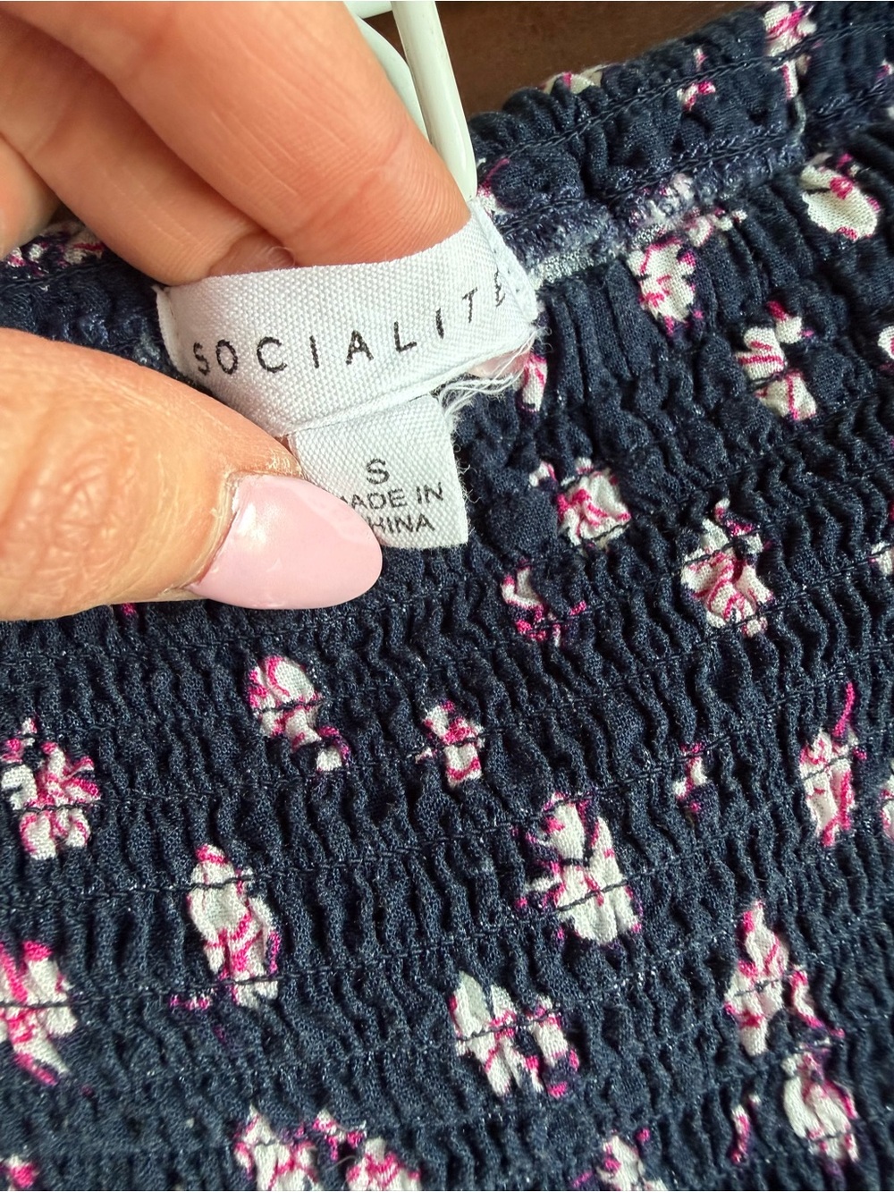Socialite Navy Strapless Floral Wide Leg Jumpsuit size small with pockets - Picture 5 of 7